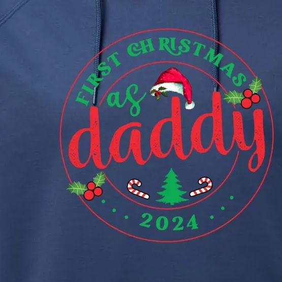 First Christmas As Daddy 2024 Xmas Pajamas Family Matching Cool Gift Performance Fleece Hoodie