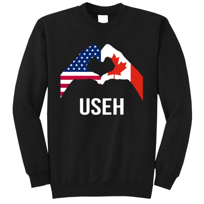 Funny Canada American Flag Us Eh Tall Sweatshirt