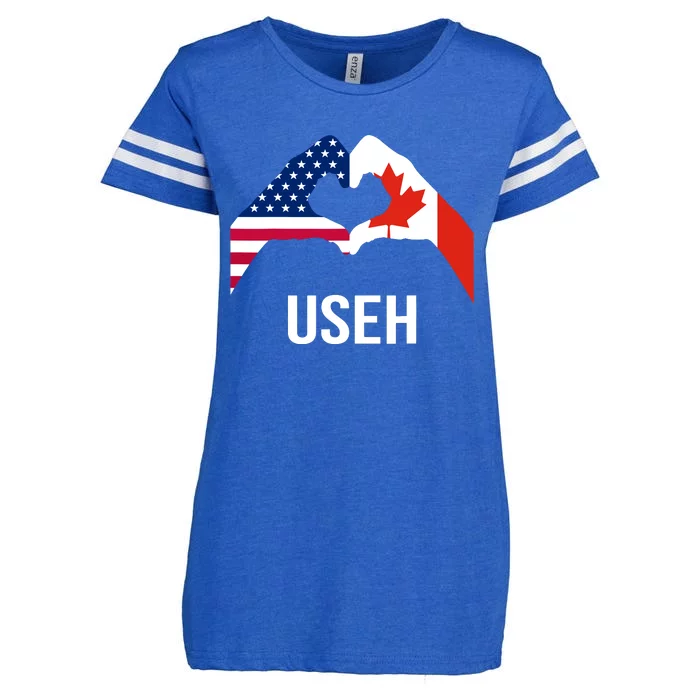 Funny Canada American Flag Us Eh Enza Ladies Jersey Football T-Shirt