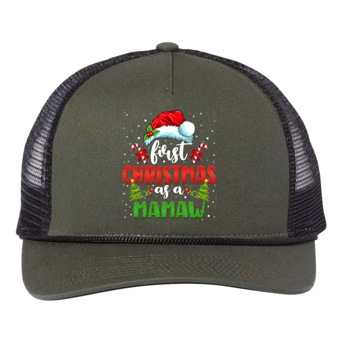 First Christmas As A Mamaw Hat Santa Gender Reveal Christmas Gift Retro Rope Trucker Hat Cap