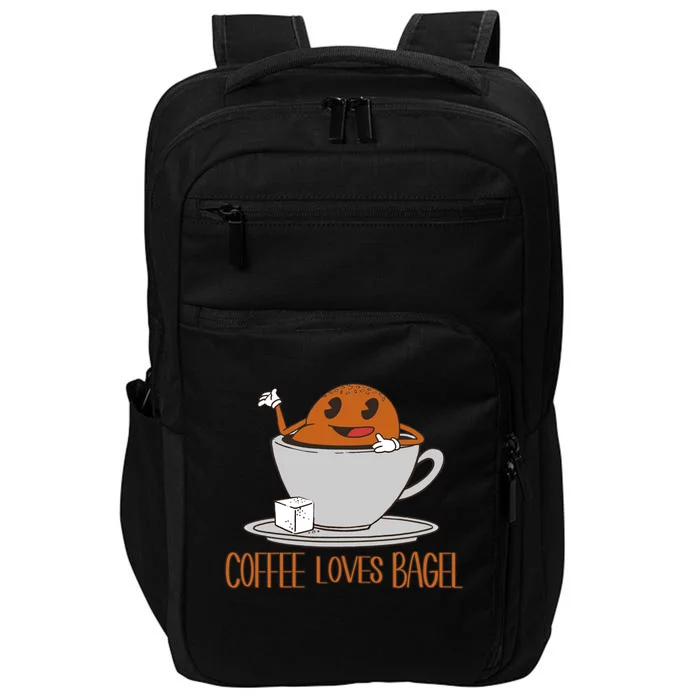 Funny Coffee And Bagel Quote And Bagel Lover Great Gift Impact Tech Backpack