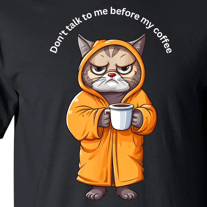 Funny Cat And Coffe Angry Cat Meme Rain Coat Im Fine Tall T-Shirt