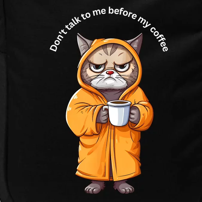 Funny Cat And Coffe Angry Cat Meme Rain Coat Im Fine Impact Tech Backpack