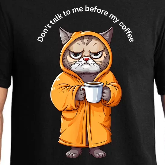 Funny Cat And Coffe Angry Cat Meme Rain Coat Im Fine Pajama Set