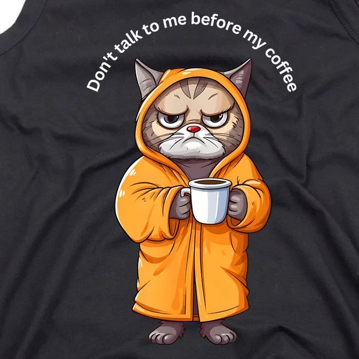 Funny Cat And Coffe Angry Cat Meme Rain Coat Im Fine Tank Top