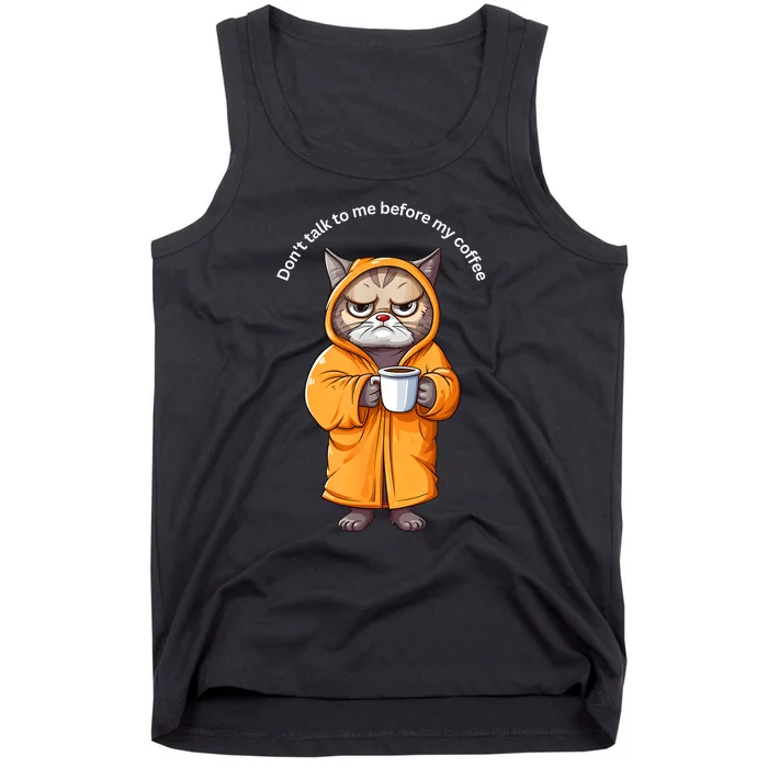 Funny Cat And Coffe Angry Cat Meme Rain Coat Im Fine Tank Top