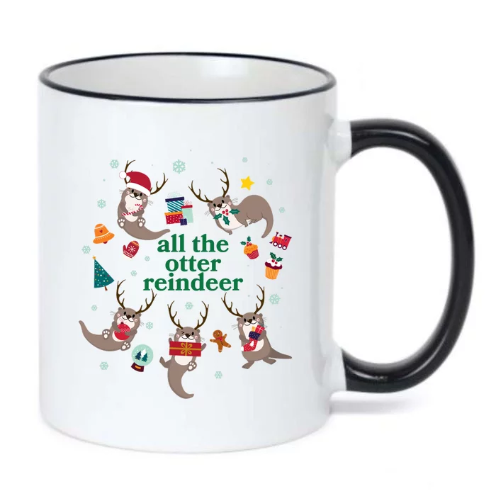 Funny Christmas All The Otter Reindeer Black Color Changing Mug