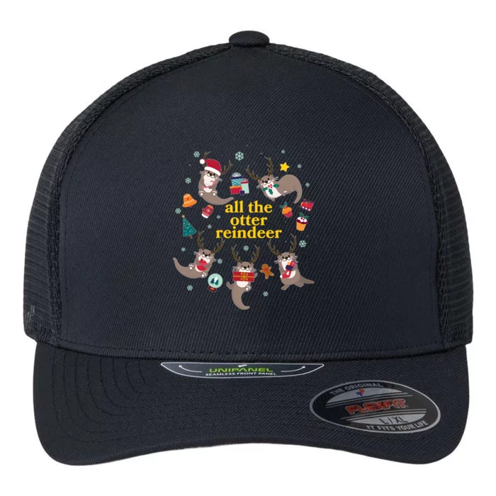 Funny Christmas All The Otter Reindeer Flexfit Unipanel Trucker Cap