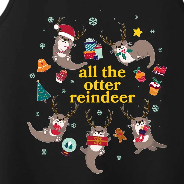 Funny Christmas All The Otter Reindeer Performance Tank