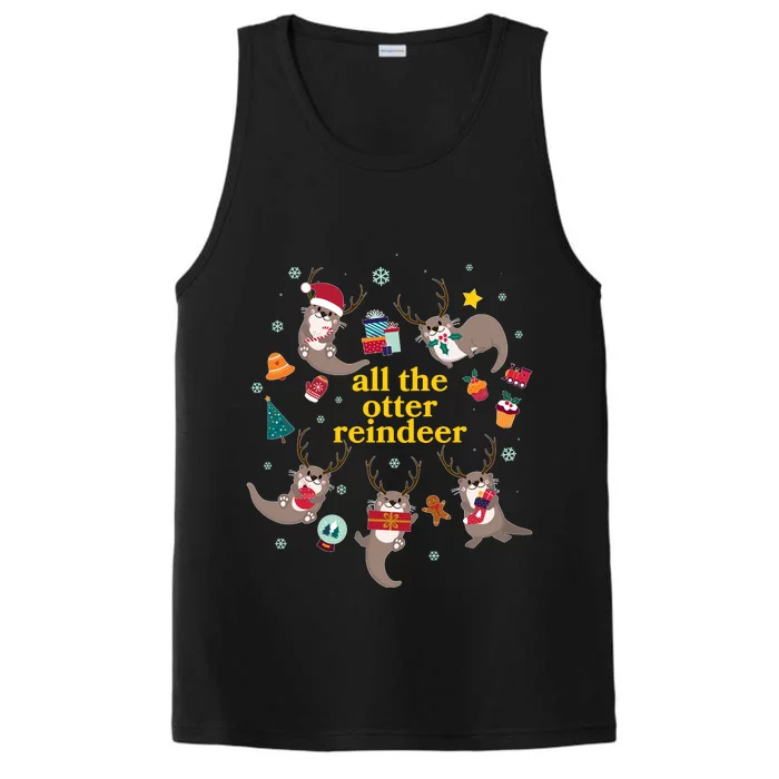 Funny Christmas All The Otter Reindeer Performance Tank