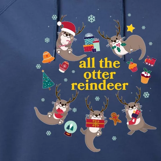 Funny Christmas All The Otter Reindeer Performance Fleece Hoodie