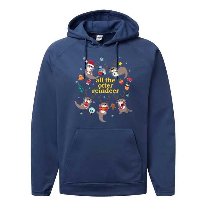 Funny Christmas All The Otter Reindeer Performance Fleece Hoodie