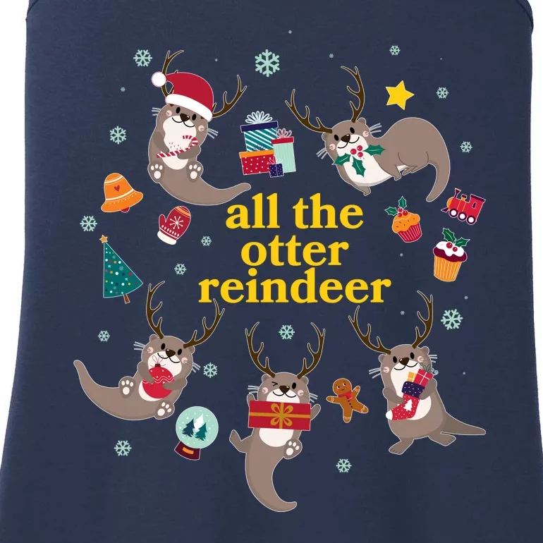 Funny Christmas All The Otter Reindeer Ladies Essential Tank