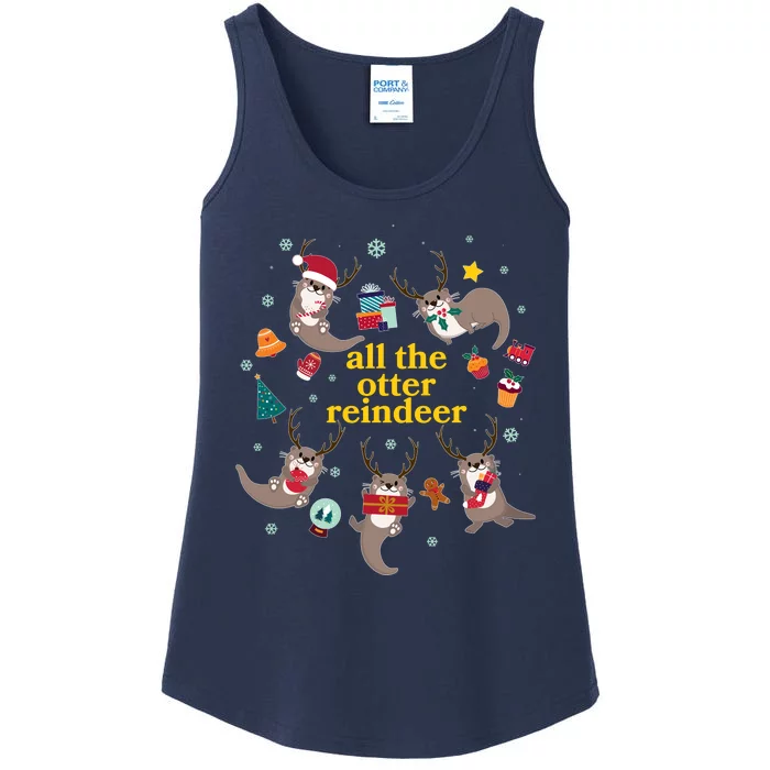 Funny Christmas All The Otter Reindeer Ladies Essential Tank