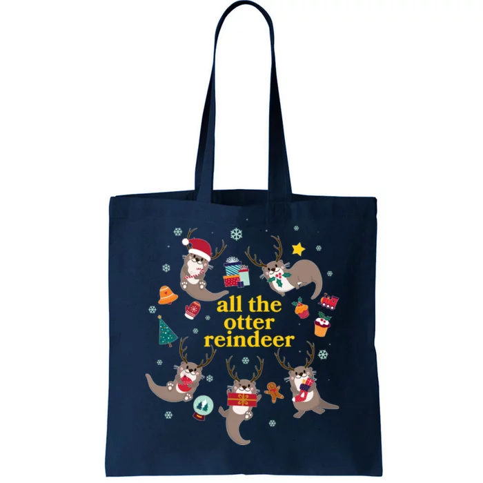 Funny Christmas All The Otter Reindeer Tote Bag