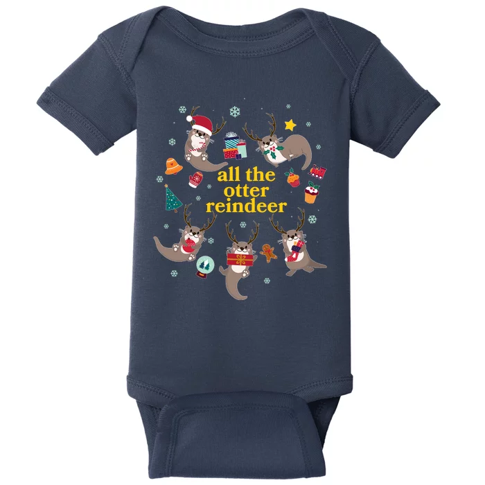 Funny Christmas All The Otter Reindeer Baby Bodysuit