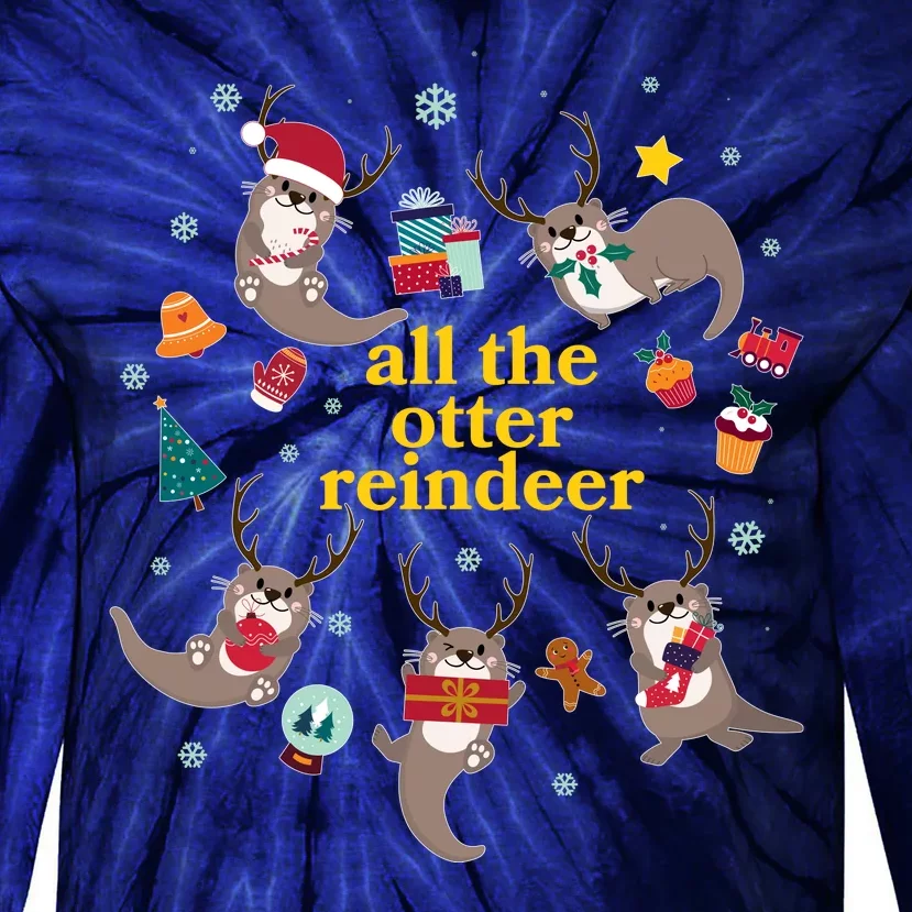 Funny Christmas All The Otter Reindeer Tie-Dye Long Sleeve Shirt