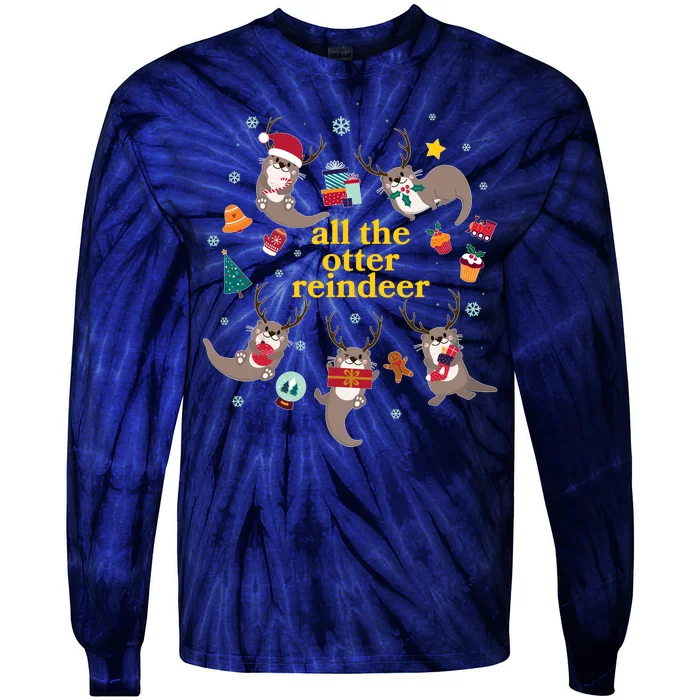 Funny Christmas All The Otter Reindeer Tie-Dye Long Sleeve Shirt