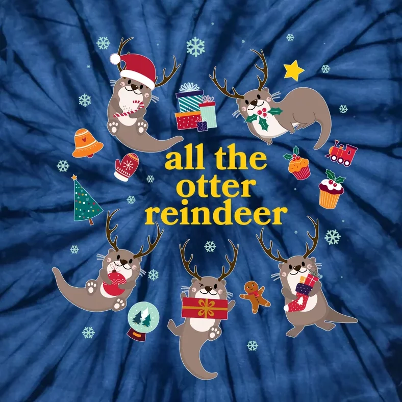 Funny Christmas All The Otter Reindeer Tie-Dye T-Shirt