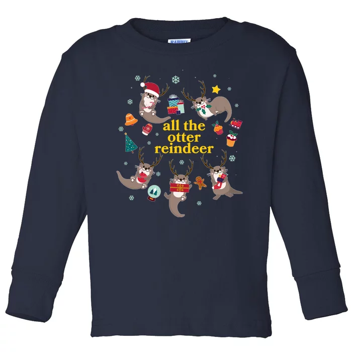 Funny Christmas All The Otter Reindeer Toddler Long Sleeve Shirt