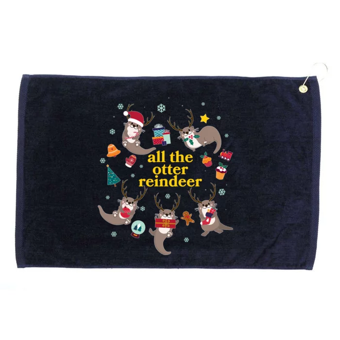 Funny Christmas All The Otter Reindeer Grommeted Golf Towel