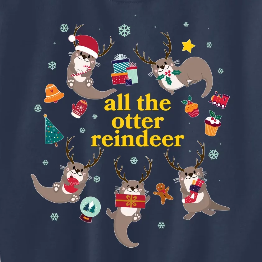 Funny Christmas All The Otter Reindeer Kids Sweatshirt