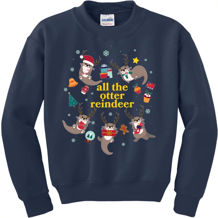 Funny Christmas All The Otter Reindeer Kids Sweatshirt