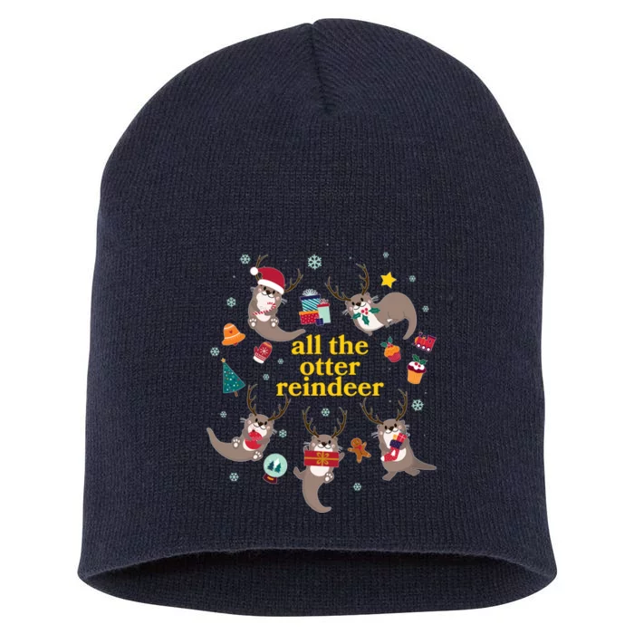 Funny Christmas All The Otter Reindeer Short Acrylic Beanie