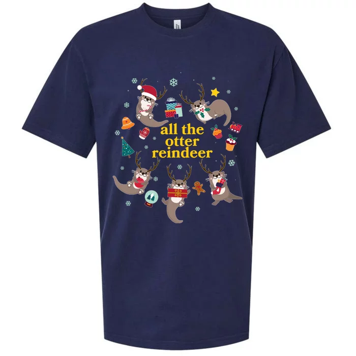 Funny Christmas All The Otter Reindeer Sueded Cloud Jersey T-Shirt