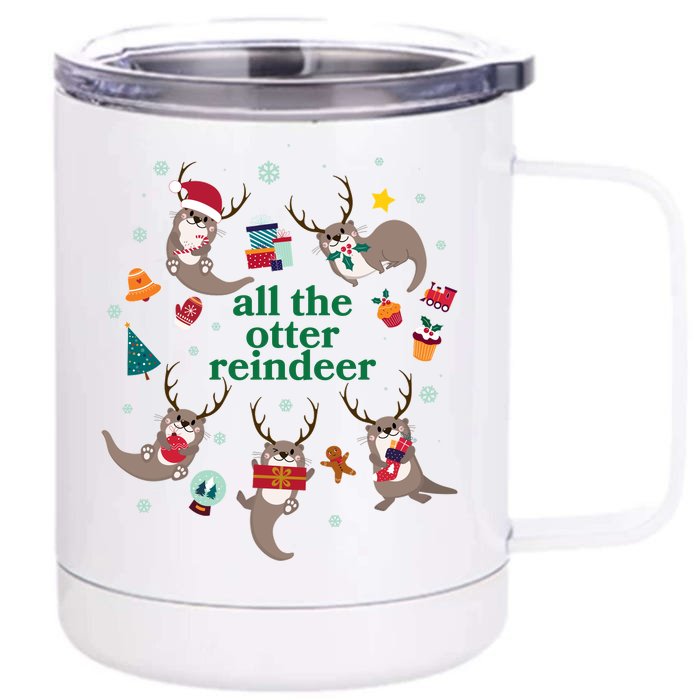 Funny Christmas All The Otter Reindeer Front & Back 12oz Stainless Steel Tumbler Cup