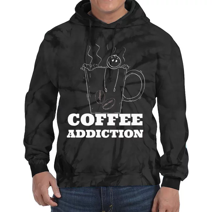 Funny Coffee Addiction Man In Mug Tie Dye Hoodie