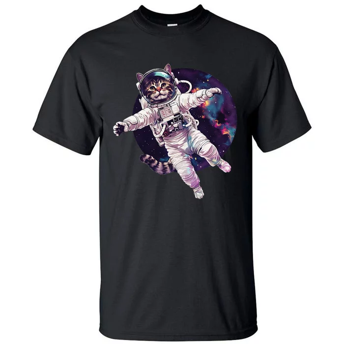 Funny Cat Astronaut In Space Gift Tall T-Shirt