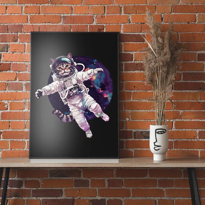 Funny Cat Astronaut In Space Gift Poster