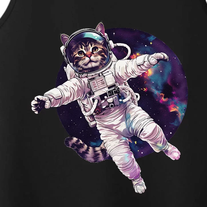 Funny Cat Astronaut In Space Gift Performance Tank