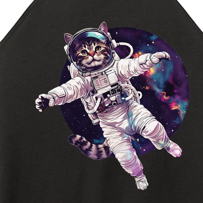 Funny Cat Astronaut In Space Gift Women’s Perfect Tri Rocker Tank