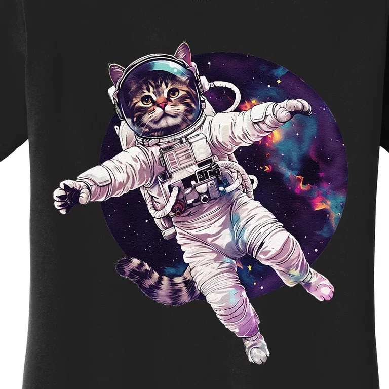 Funny Cat Astronaut In Space Gift Women's T-Shirt