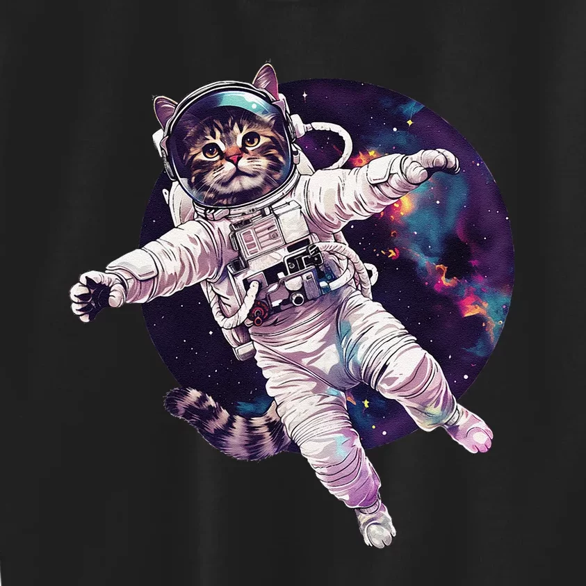 Funny Cat Astronaut In Space Gift Kids Sweatshirt