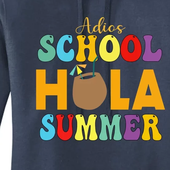 Funny Cute Adios School Hola Summer Lovley Groovy Design Cool Gift Women's Pullover Hoodie