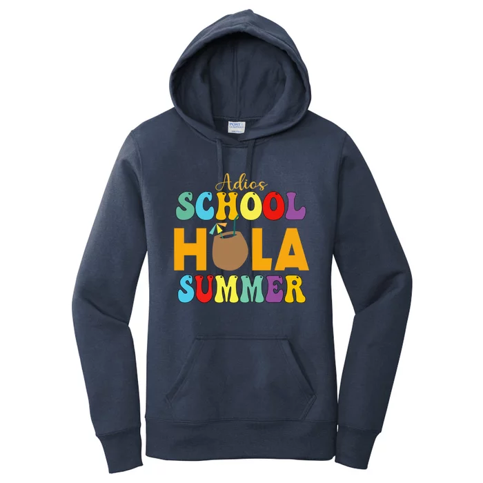 Funny Cute Adios School Hola Summer Lovley Groovy Design Cool Gift Women's Pullover Hoodie