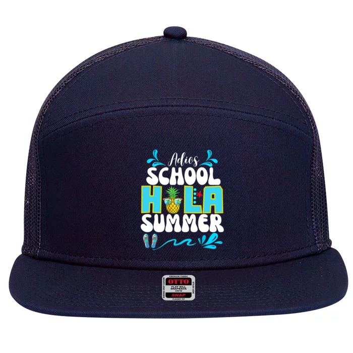 Funny Cute Adios School Hola Summer Lovley Cute Gift 7 Panel Mesh Trucker Snapback Hat