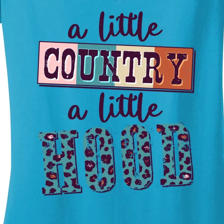 Funny Cute A Little Country A Little Hood Women's V-Neck T-Shirt