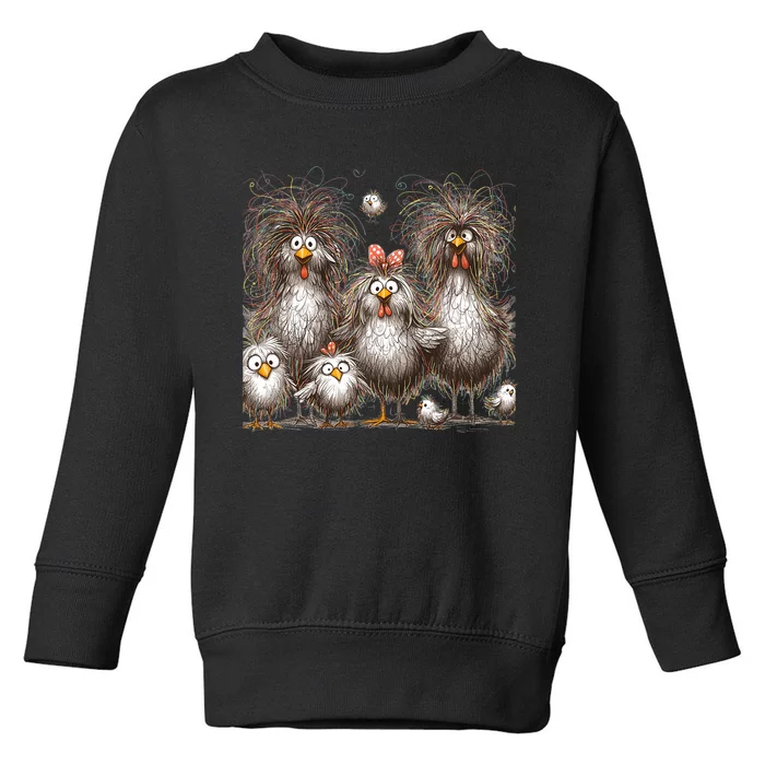 Funny Chicken Art Eagerlys Colorful Toddler Sweatshirt