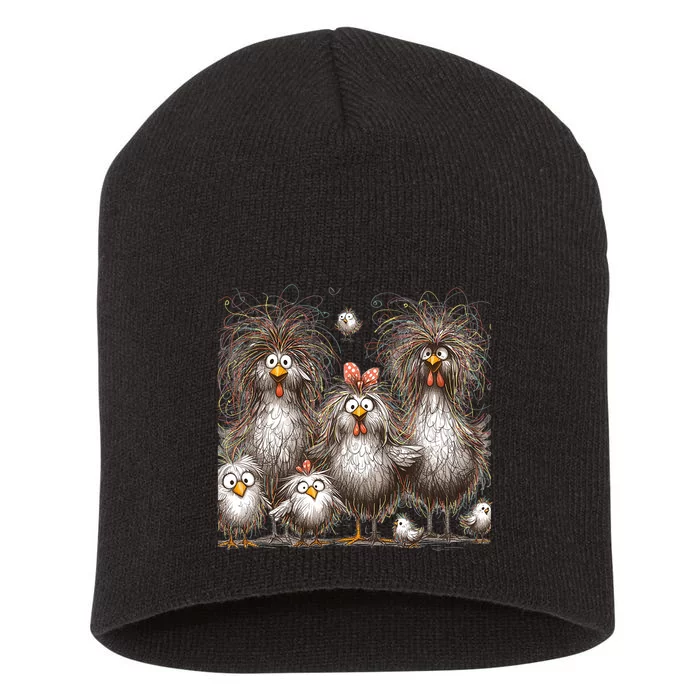 Funny Chicken Art Eagerlys Colorful Short Acrylic Beanie