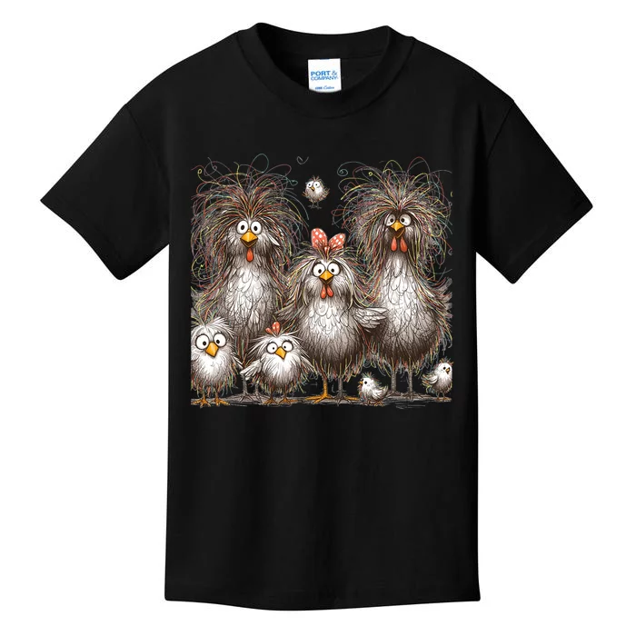 Funny Chicken Art Eagerlys Colorful Kids T-Shirt