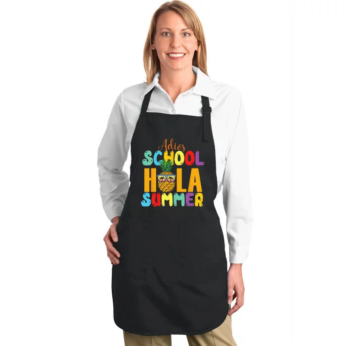 Funny Cute Adios School Hola Summer lovley Full-Length Apron With Pocket