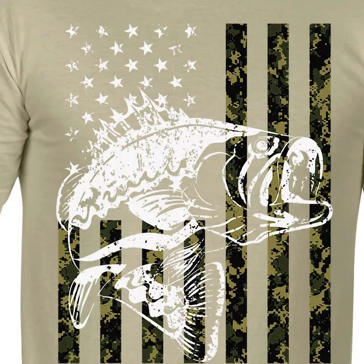 Fishing, Camouflage American Flag Fish, Bass Fish Fisherman Comfort Colors T-Shirt