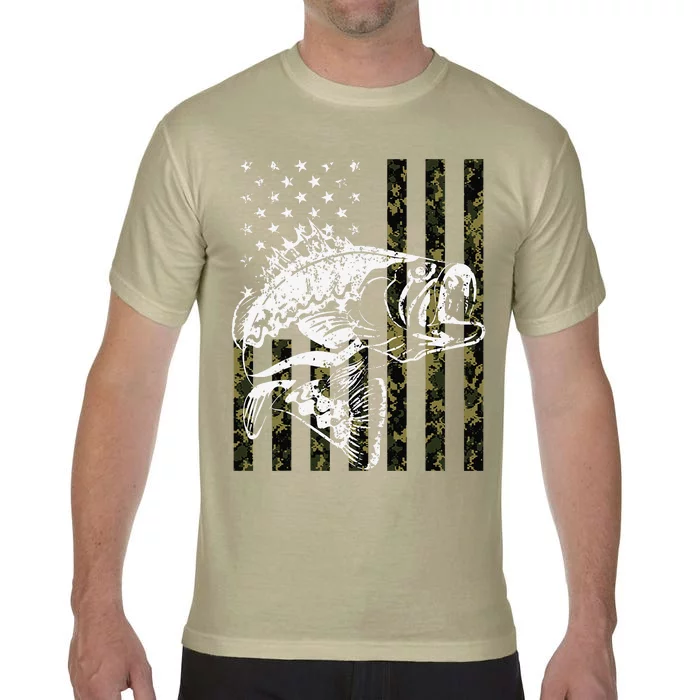 Fishing, Camouflage American Flag Fish, Bass Fish Fisherman Comfort Colors T-Shirt