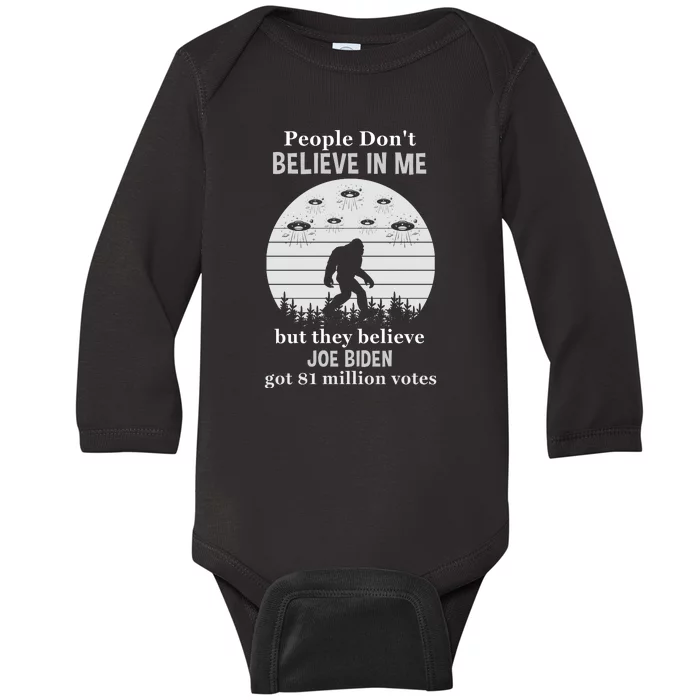 Funny Conservative Anti Biden Bigfoot Baby Long Sleeve Bodysuit