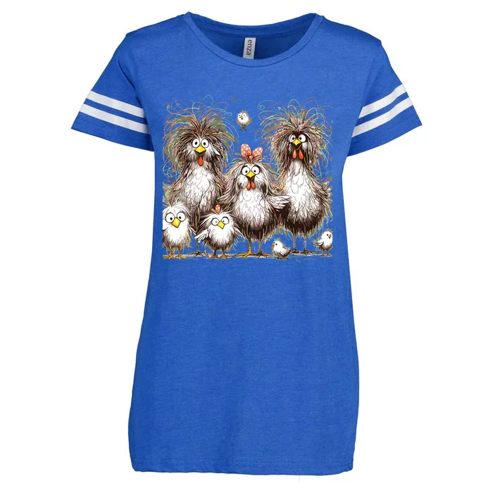 Funny Chicken Art Eagerlys Colorful Enza Ladies Jersey Football T-Shirt