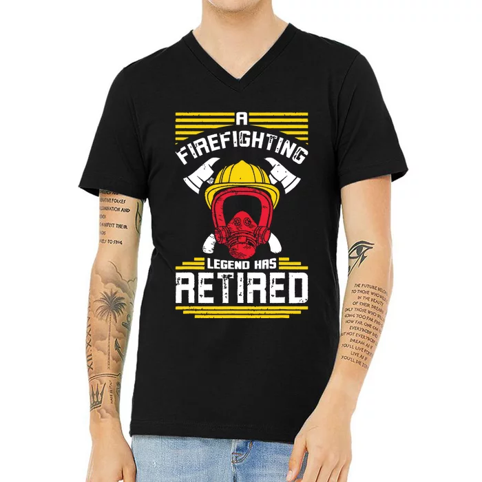 Firefighter Costume A Firefighting Legend Has Retired V-Neck T-Shirt